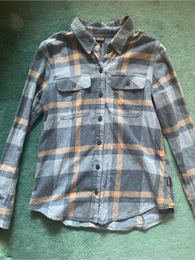 Patagonia Plaid Button-Up Shirt - Blue & Tan - Organic Cotton